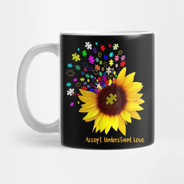 Sunflower Accept Understand Love Autism Awareness by Danielsmfbb